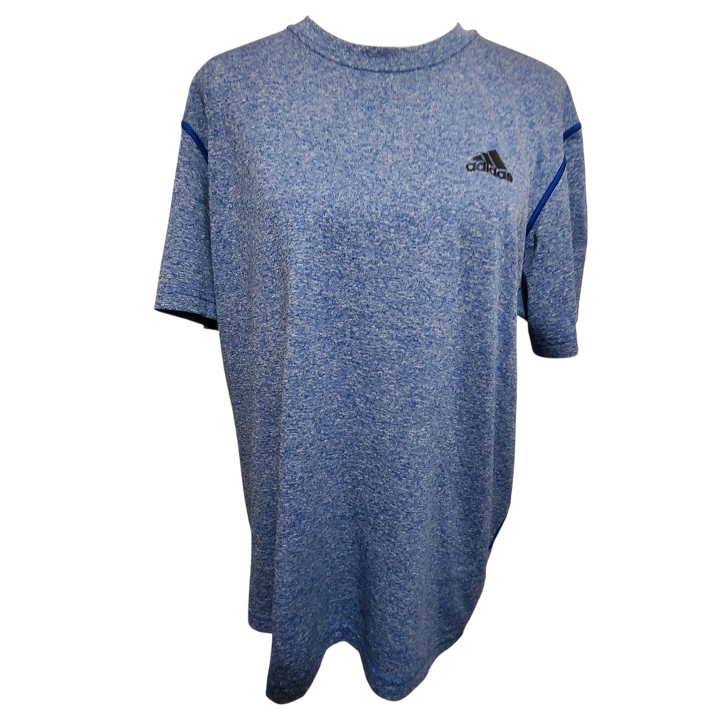 Adidas Climalite Logo Short Sleeve Blue Shirt Mens LARGE Athletic Sports Casual